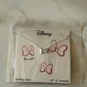 New Disney Silver Bow Necklace